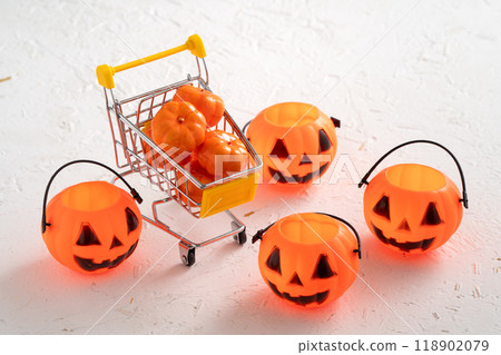 Autumn Halloween Shopping Cart Sales Background Autumn shopping ショッピング ハロウィン 118902079