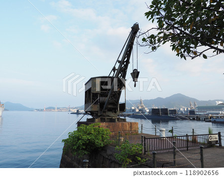 Submarines and destroyers of the Japan Maritime Self-Defense Force from "Alley Karasukojima" in Kure City, Hiroshima Prefecture 118902656