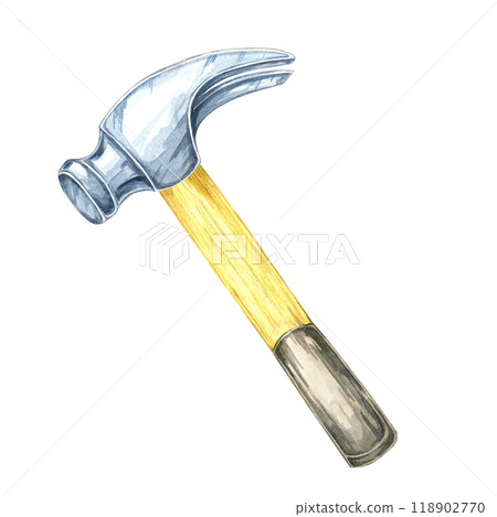 Claw hammer with a metallic head and a wooden... - Stock Illustration ...