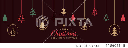 hanging christmas tree and gift decoration greeting card vector illustration hanging christmas tree and gift decoration greeting card vector illustration 118903146