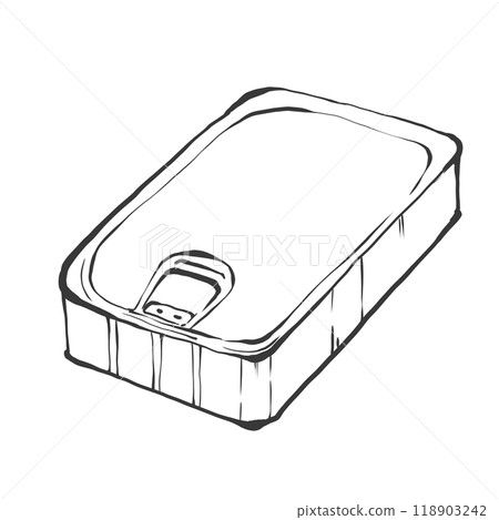 方形罐頭食品的手寫畫筆繪畫風格插圖 118903242