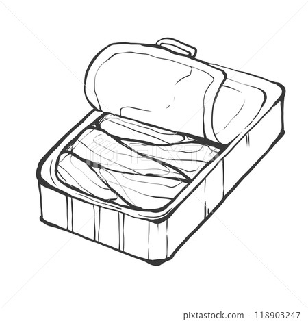 油沙丁魚的手寫畫筆繪畫風格插圖 油沙丁魚的手寫畫筆繪畫風格插圖 118903247