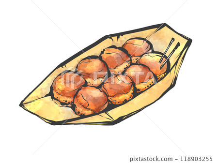 Hand-drawn illustration of takoyaki 118903255