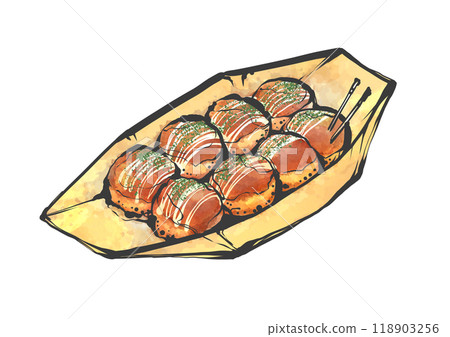 Hand-drawn illustration of takoyaki 118903256