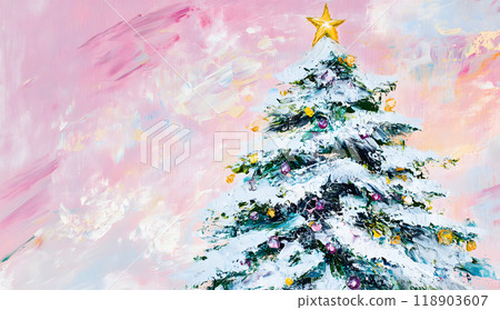 色彩繽紛，漂亮的粉紅色聖誕夜聖誕樹 118903607