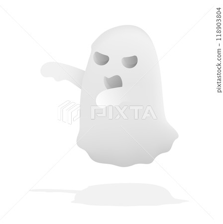 Frightening three dimensional ominous ghost that scares people with otherworldly sounds and eerie screams. Realistic 3d vector isolated on white background 118903804