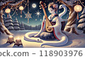 Benzaiten playing the biwa on a winter night 118903976