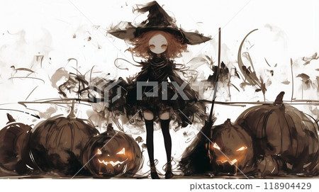 A girl who costumes Halloween 118904429