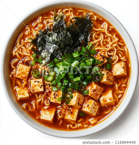 Generative ai illustration of A bowl of miso soup with tofu 118904440