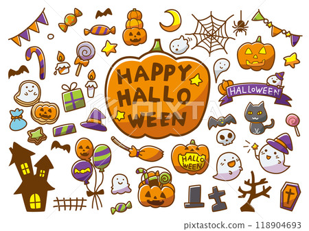Halloween hand-drawn set, color 118904693