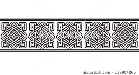 Celtic seamless ornament interlaced tape. Celtic seamless ornament interlaced tape. 118904860