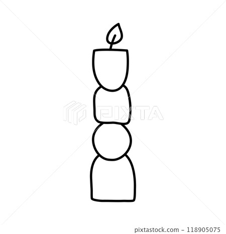 Vector burning outline shell candle. Hand drawn doodle aesthetics line dopamine style candlestick decor isolated on white background. Holiday, Valentines Day, Birthday, Christmas, church symbol Vector burning outline shell candle. Hand drawn doodle aesthetics line dopamine style candlestick decor isolated on white background. Holiday, Valentines Day, Birthday, Christmas, church symbol 118905075