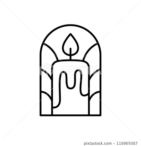 Candle vector line art logo aesthetics design Elegant Spa Icon. Soothing Light Symbol for Wellness and Relaxation. 118905087