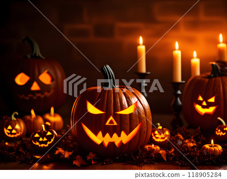 Dark pumpkin cinema UHD K Halloween. Dark pumpkin cinema UHD K Halloween. 118905284