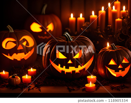 Dark pumpkin cinema UHD K Halloween. Dark pumpkin cinema UHD K Halloween. 118905334