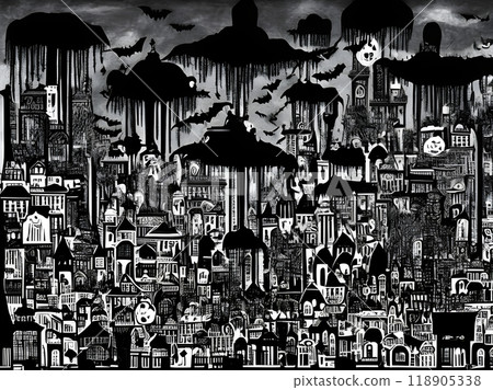 Halloween in surreal blackandwhite style. 118905338