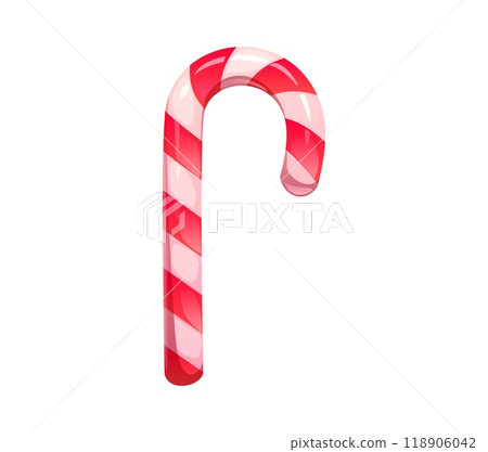 Valentine pink candy cane, lollypop, sweets or confectionery. Cartoon vector holiday party dessert with glossy pink or white stripes. Playful romantic treat for valentines day or Christmas celebration Valentine pink candy cane, lollypop, sweets or confectionery. Cartoon vector holiday party dessert with glossy pink or white stripes. Playful romantic treat for valentines day or Christmas celebration 118906042