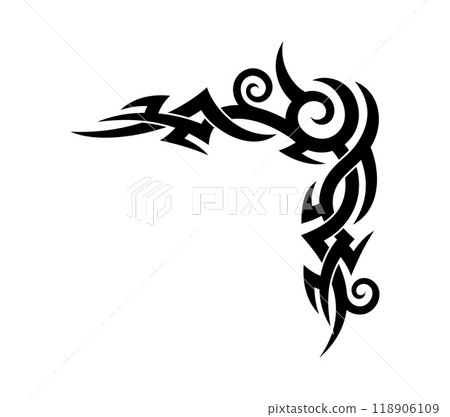 Tribal Celtic or Maori tattoo ornament with Polynesian art pattern, abstract vector template. Hawaiian or Polynesian tribal tattoo of black intricate decoration with Maori or Celtic gothic ornament 118906109