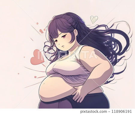 關注腹部脂肪的大腹便便問題女性圖片素材 118906191