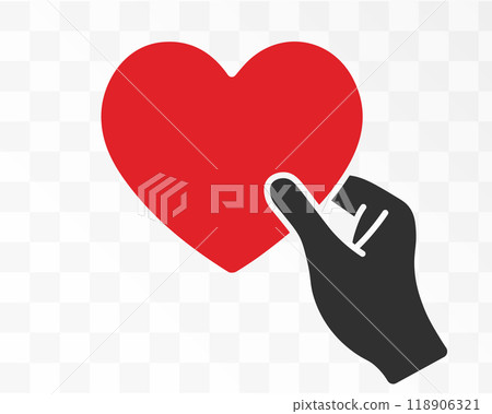 Love romance heart and hand icon symbol. Happy valentine day gift logo sign. Vector illustration image. Isolated on background. Love romance heart and hand icon symbol. Happy valentine day gift logo sign. Vector illustration image. Isolated on background. 118906321