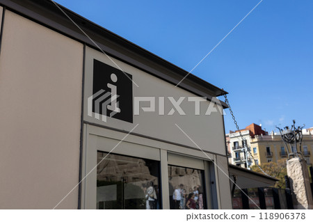 Tourist information sign in a public space, summer vacation concept Tourist information sign in a public space, summer vacation concept 118906378