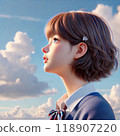 看著天空的學校女孩 118907220