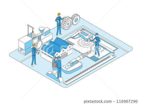 製造工廠及測量儀器圖示 製造工廠及測量儀器圖示 118907290