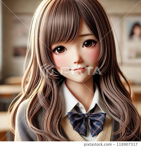 微笑的高中女生 118907317