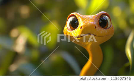 卡通可爱的3D蛇插画 118907546