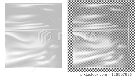 Realistic transparent plastic wrapper 118907956