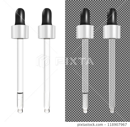 Realistic vector glass dropper for cosmetics and medicines Realistic vector glass dropper for cosmetics and medicines 118907967
