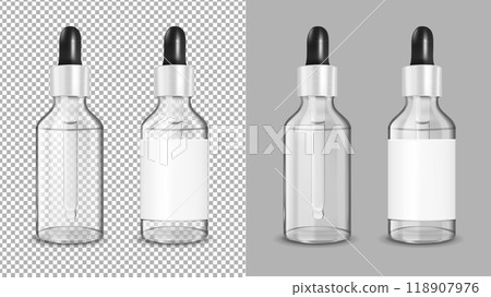 Transparent glass bottle with dropper for cosmetic and medicine 118907976