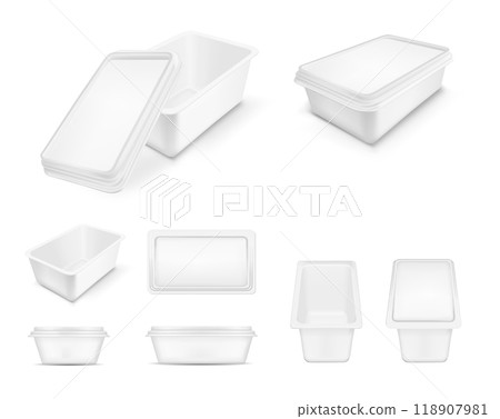 White packaging with lid for food. Big set 118907981