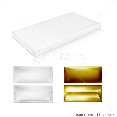 White and gold foil package for snacks, food and chocolate White and gold foil package for snacks, food and chocolate 118908007
