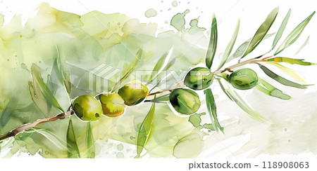 Watercolor French Olive, flat illustration, simple background, simple details, simple lines, low details Watercolor French Olive, flat illustration, simple background, simple details, simple lines, low details 118908063