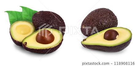 avocado and half isolated on white background 118908116