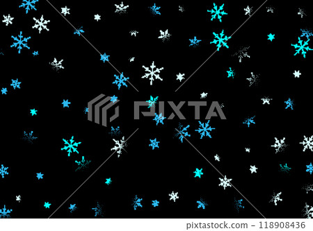 Pixel snowflakes on black background for Christmas greeting card. Winter snowfall, in 8bit pixel style Pixel snowflakes on black background for Christmas greeting card. Winter snowfall, in 8bit pixel style 118908436