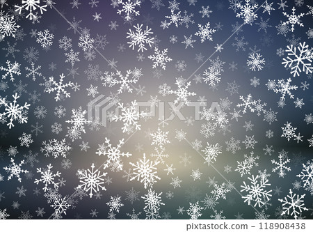 Christmas background with snow falling on the blurred background. Snowflakes soaring on the soft background. Christmas background with snow falling on the blurred background. Snowflakes soaring on the soft background. 118908438