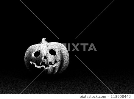 Halloween pumpkin in the dark in retro dotwork style. Mysterious Halloween Jack in vintage style. 118908443