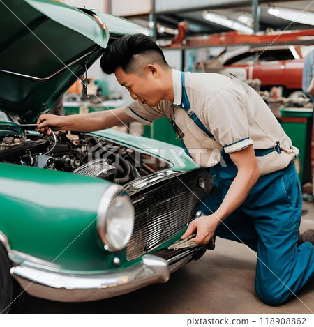 維修經典汽車的機械師 維修經典汽車的機械師 118908862