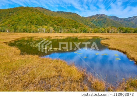 秋天的尾瀨 從上代的牛久支流附近到八海山（後油山）、慶鶴山的北側 118908878