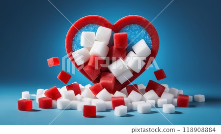 red hard and white sugar cube red hard and white sugar cube 118908884