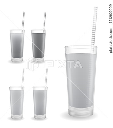 Glass with juice and straw. Vector mock up 118909009
