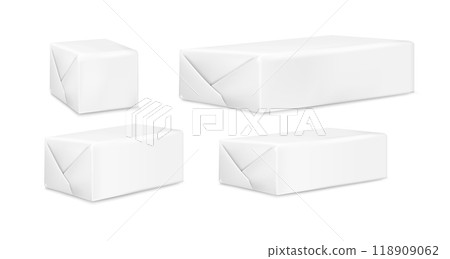 White paper or foil packaging for butter and  margarine. Realistic vector image 118909062
