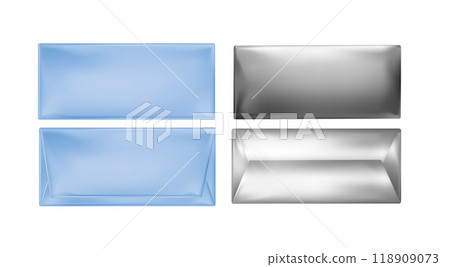Blue and foil package for snacks, food and chocolate Blue and foil package for snacks, food and chocolate 118909073