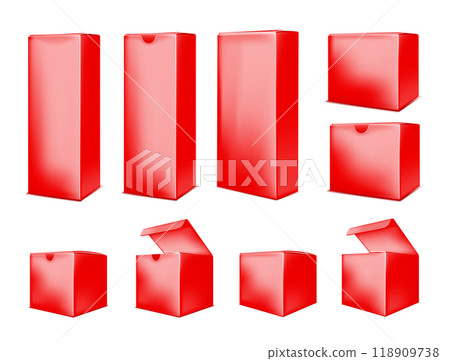 Red paper box on white background 118909738