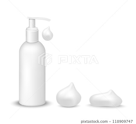 White plastic bottle with pump dispenser 118909747