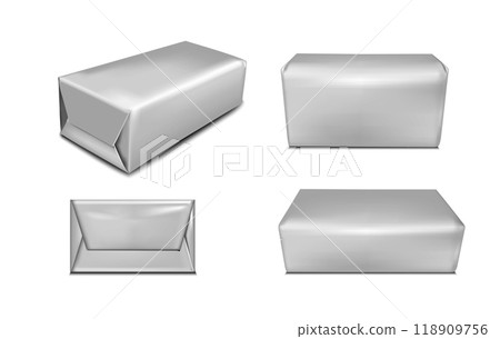 Black paper or foil packaging for butter and  margarine. Realistic vector image 118909756