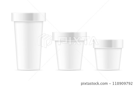 White container with metal cap for ice cream, food or cosmetic 118909792