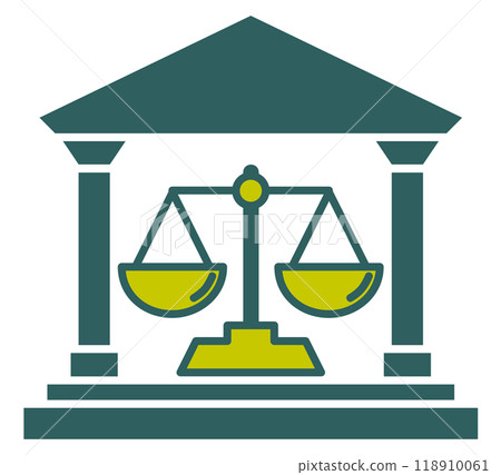 Court building icon with accurate scales Court building icon with accurate scales 118910061